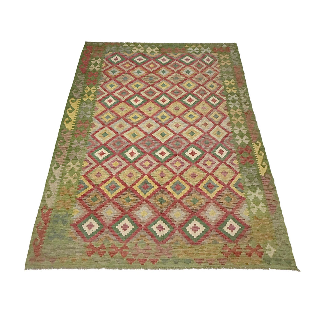 Afghan Kilim Rug 6' 7" x 9' 9" Flat-Weave | No. AL97948