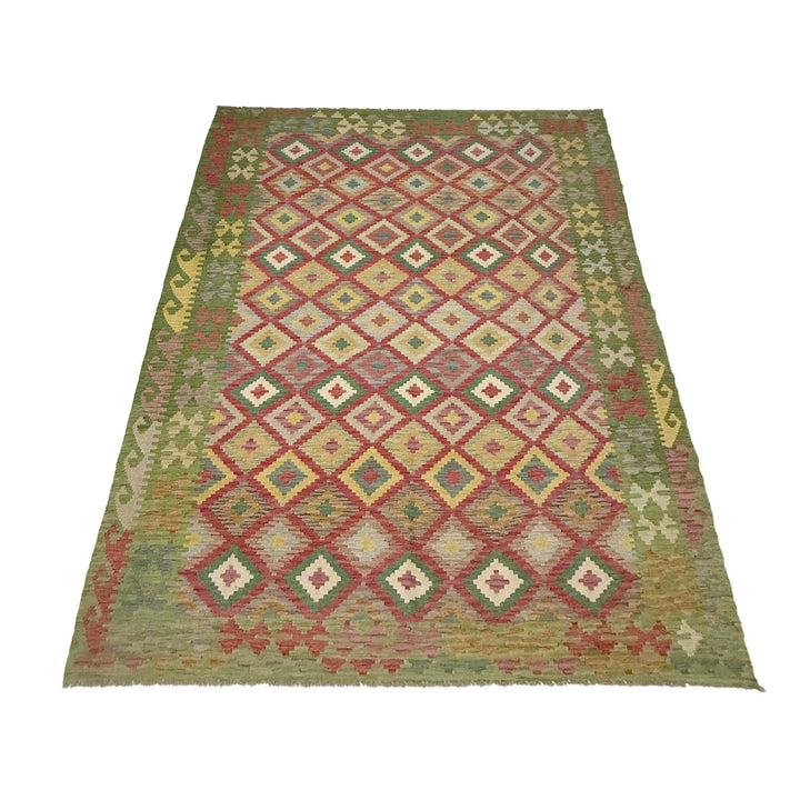 Afghan Kilim Rug 6' 7" x 9' 9" Flat-Weave | No. AL97948