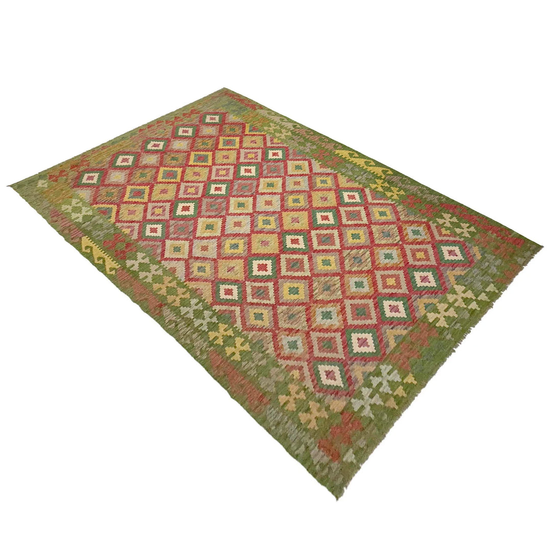 Afghan Kilim Rug 6' 7" x 9' 9" Flat-Weave | No. AL97948