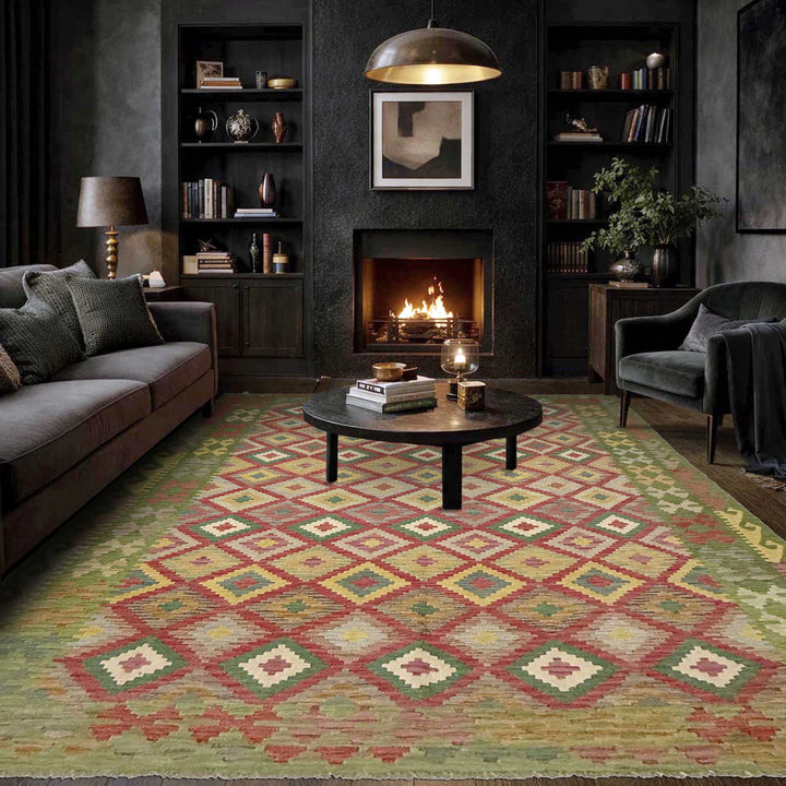Afghan Kilim Rug 6' 7" x 9' 9" Flat-Weave | No. AL97948