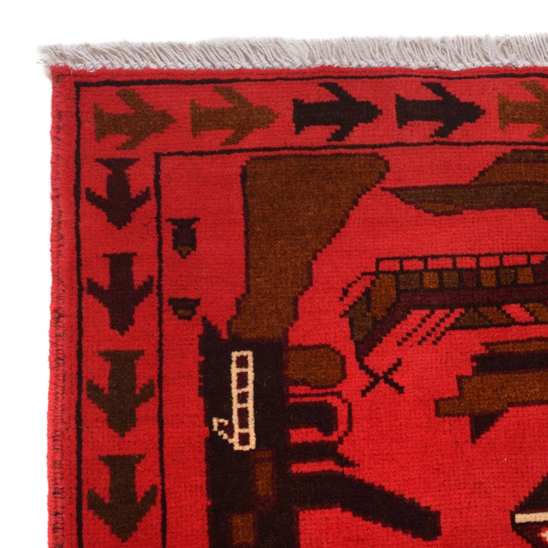 Pink Afghan War Rug 2' 8" x 4' 3" Hand-Knotted | No. AL97968
