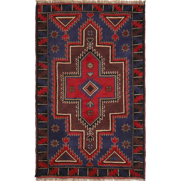 Dark Blue Afghan Baluchi Rug 2' 10" x 4' 6" Hand-Knotted | No. AL98063