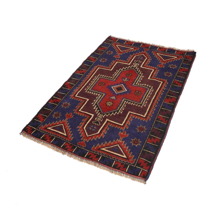 Dark Blue Afghan Baluchi Rug 2' 10" x 4' 6" Hand-Knotted | No. AL98063