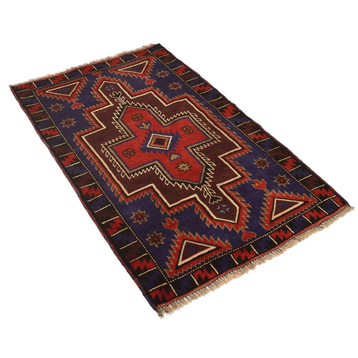 Dark Blue Afghan Baluchi Rug 2' 10" x 4' 6" Hand-Knotted | No. AL98063