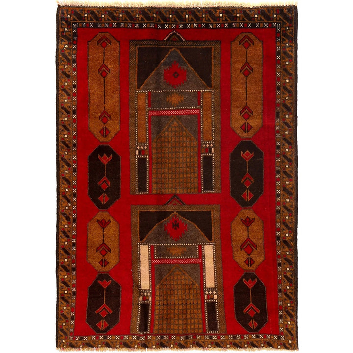 Afghan Baluchi Rug 3' 1" x 4' 3" Hand-Knotted | No. AL98075