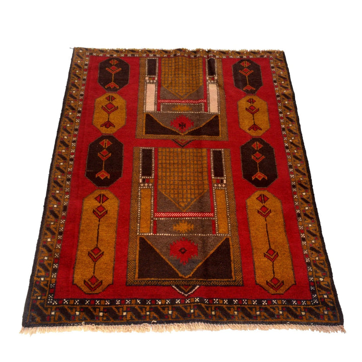 Afghan Baluchi Rug 3' 1" x 4' 3" Hand-Knotted | No. AL98075