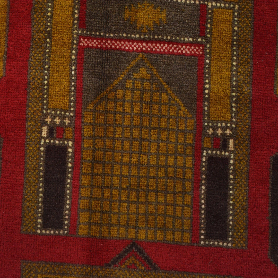 Afghan Baluchi Rug 3' 1" x 4' 3" Hand-Knotted | No. AL98075