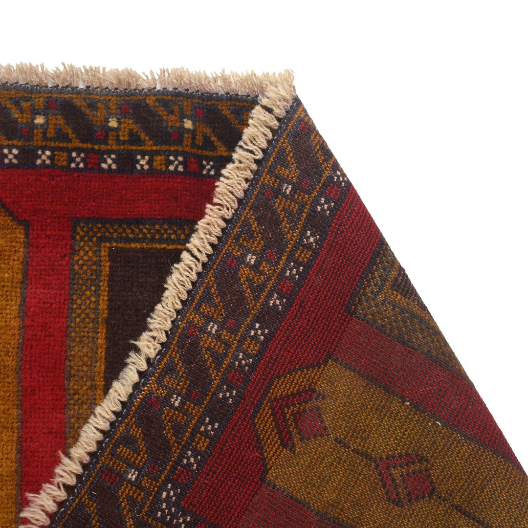Afghan Baluchi Rug 3' 1" x 4' 3" Hand-Knotted | No. AL98075