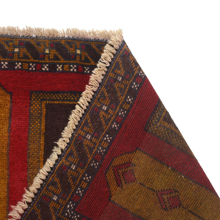 Afghan Baluchi Rug 3' 1" x 4' 3" Hand-Knotted | No. AL98075