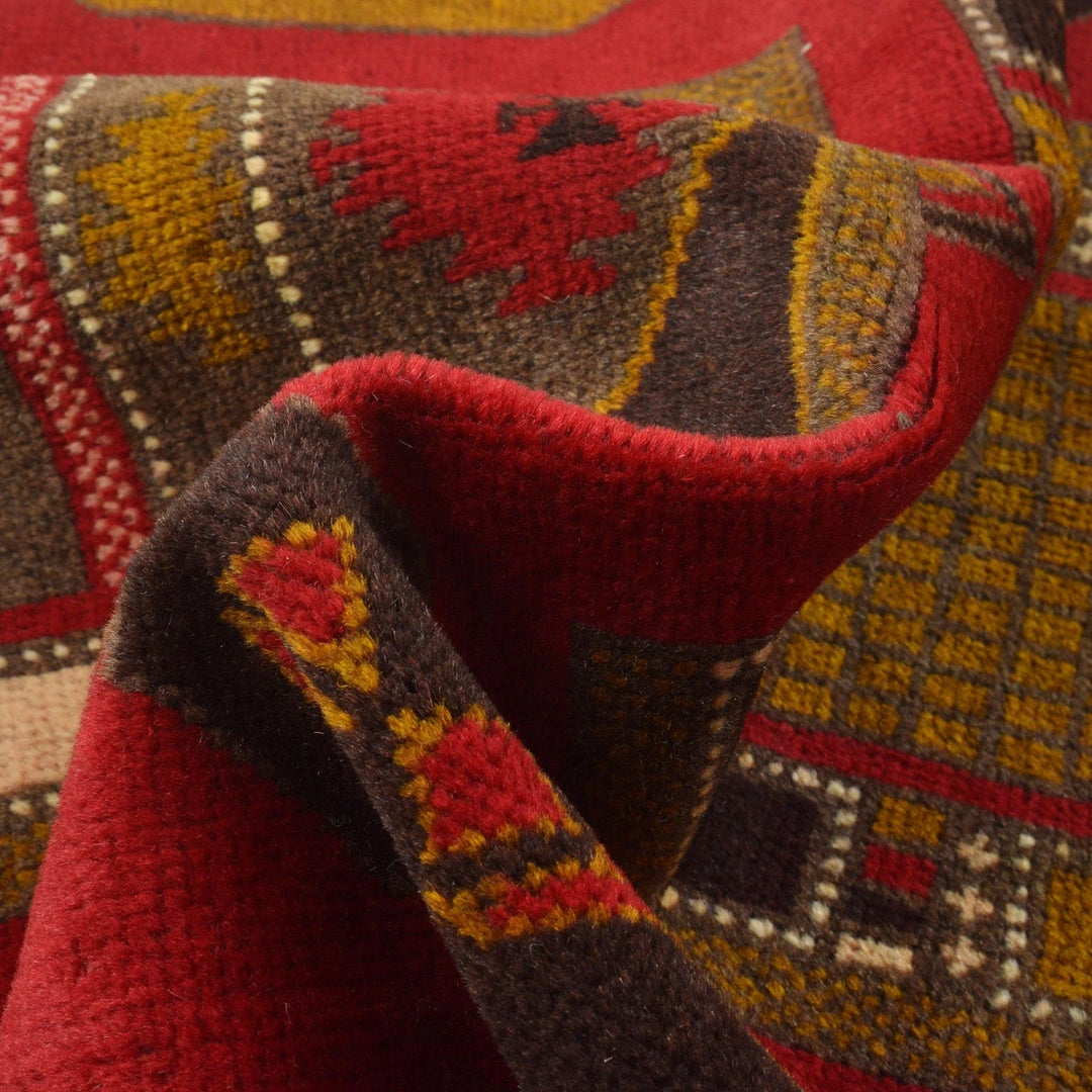 Afghan Baluchi Rug 3' 1" x 4' 3" Hand-Knotted | No. AL98075