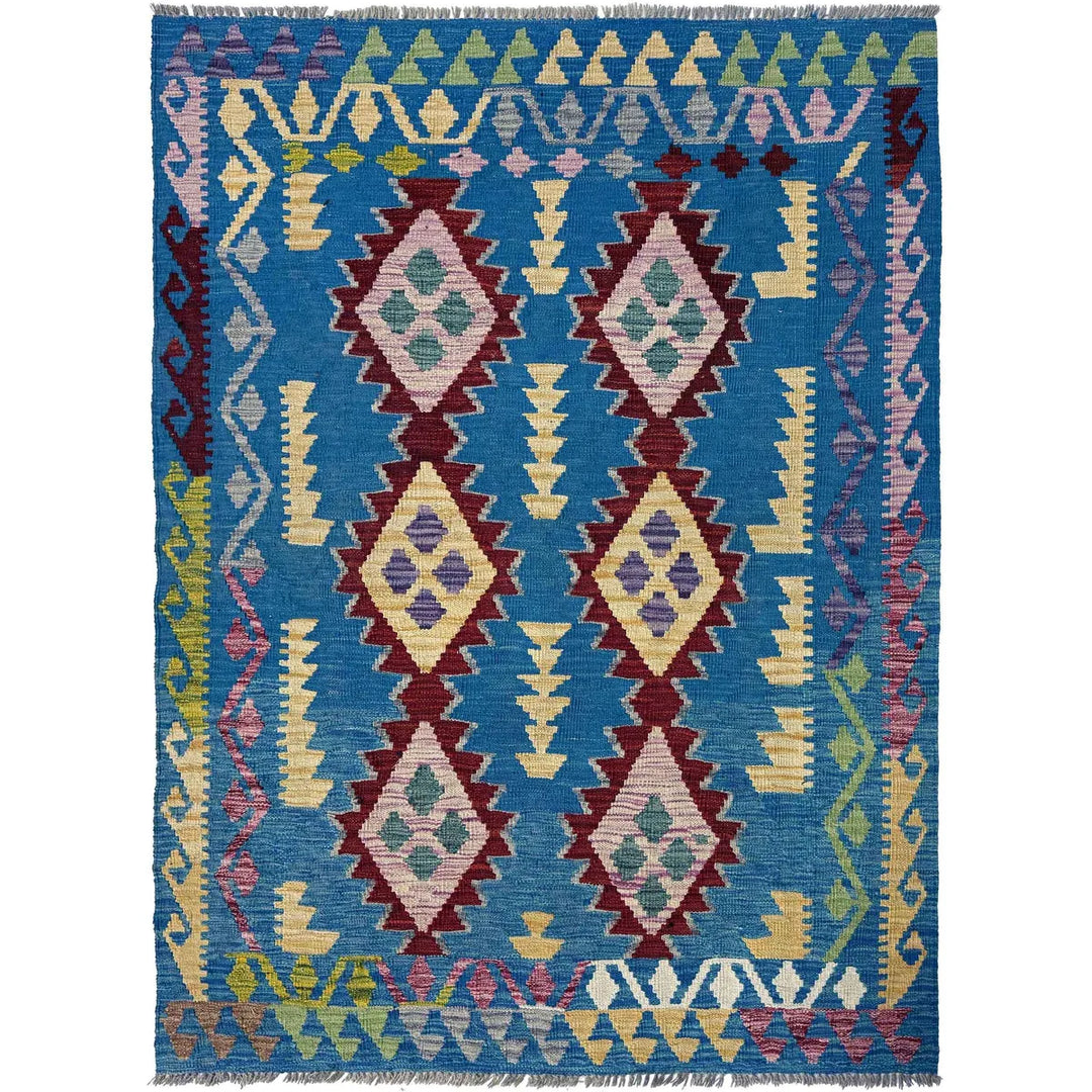 Small Size Chobi Kilim 4' 0" x 5' 9" - No. AL98103