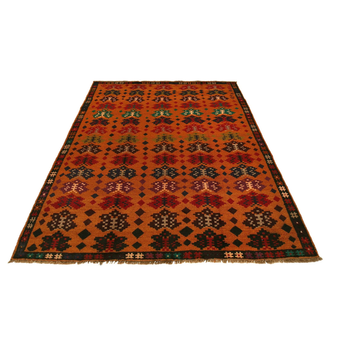 Dark Brown Afghan Baluchi Rug 6' 2" x 7' 9" Hand-Knotted | No. AL98110