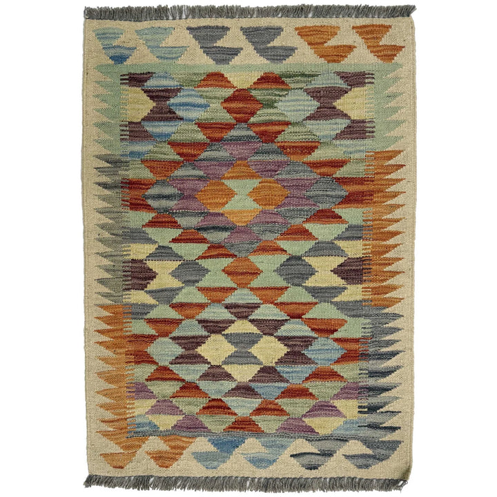 Afghan Vegetable Kilim Rug 2' 0" x 2' 11" Flat-Weave | No. AL98119