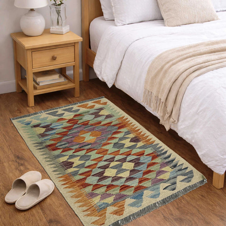 Afghan Vegetable Kilim Rug 2' 0" x 2' 11" Flat-Weave | No. AL98119