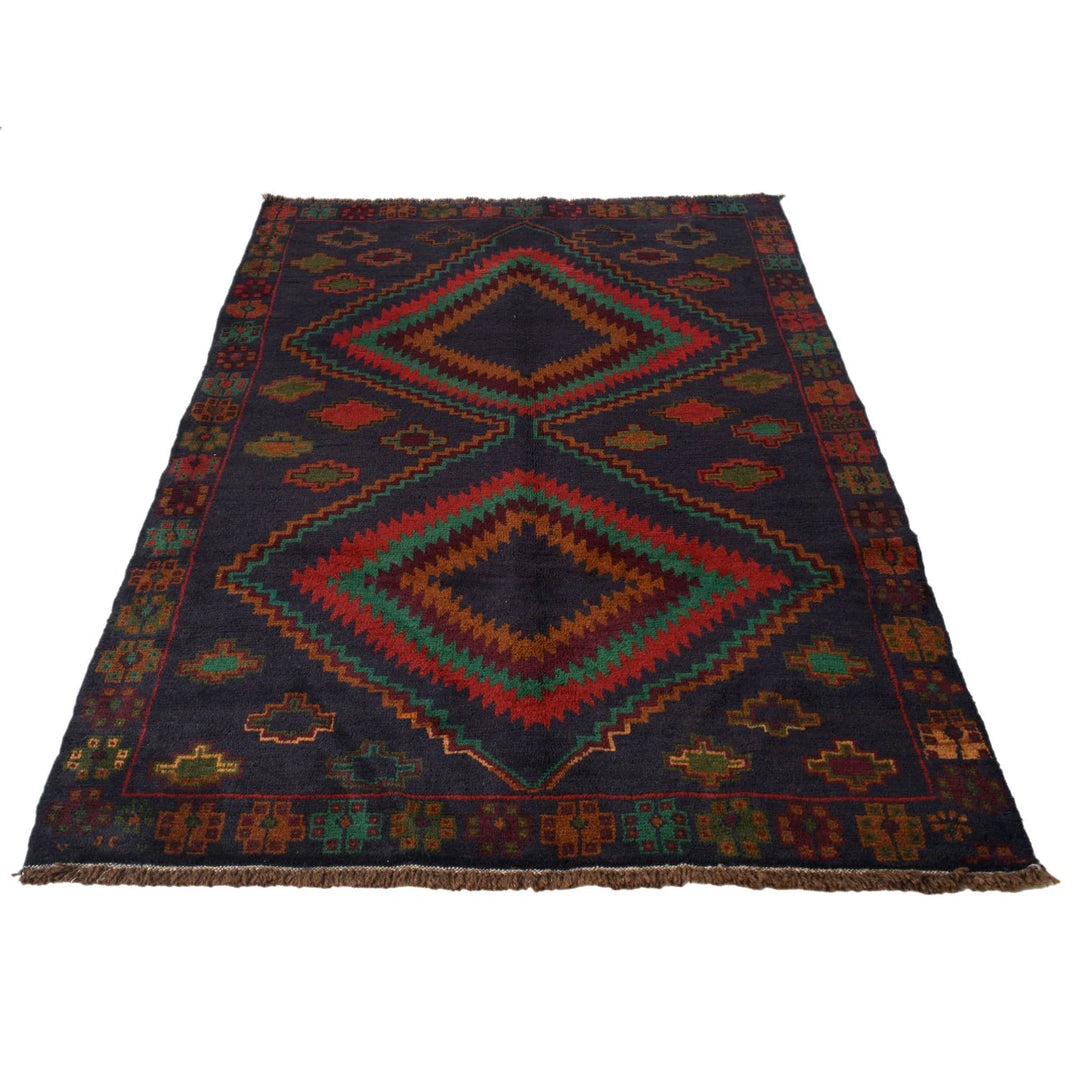 Dark Blue Afghan Baluchi Rug 4' 4" x 6' 6" Hand-Knotted | No. AL98151