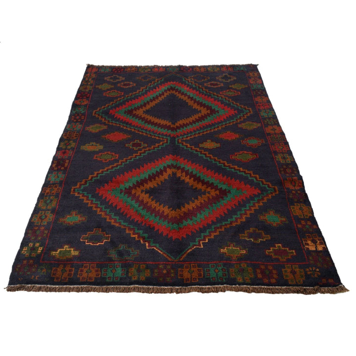 Dark Blue Afghan Baluchi Rug 4' 4" x 6' 6" Hand-Knotted | No. AL98151