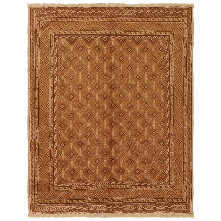 Afghan Nakhunak Kilim Rug 3' 5" x 4' 3" Flat-Weave | No. AL98156