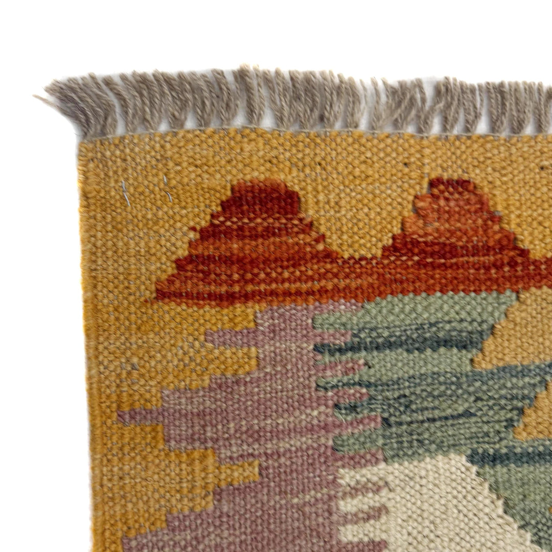 Afghan Vegetable Kilim Rug 2' 10" x 4' 2" Flat-Weave | No. AL981671