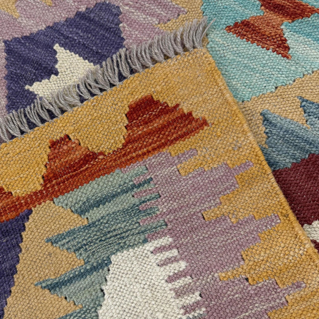Afghan Vegetable Kilim Rug 2' 10" x 4' 2" Flat-Weave | No. AL981671
