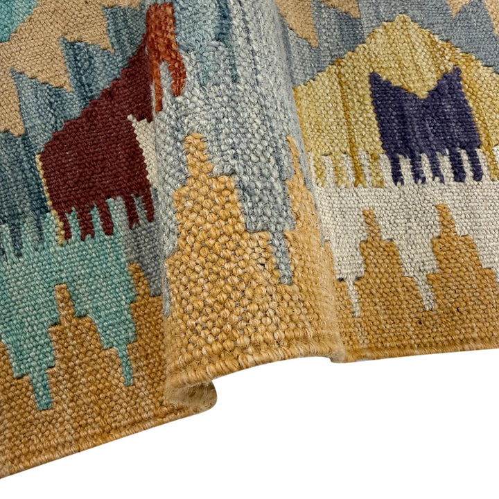 Afghan Vegetable Kilim Rug 2' 10" x 4' 2" Flat-Weave | No. AL981671