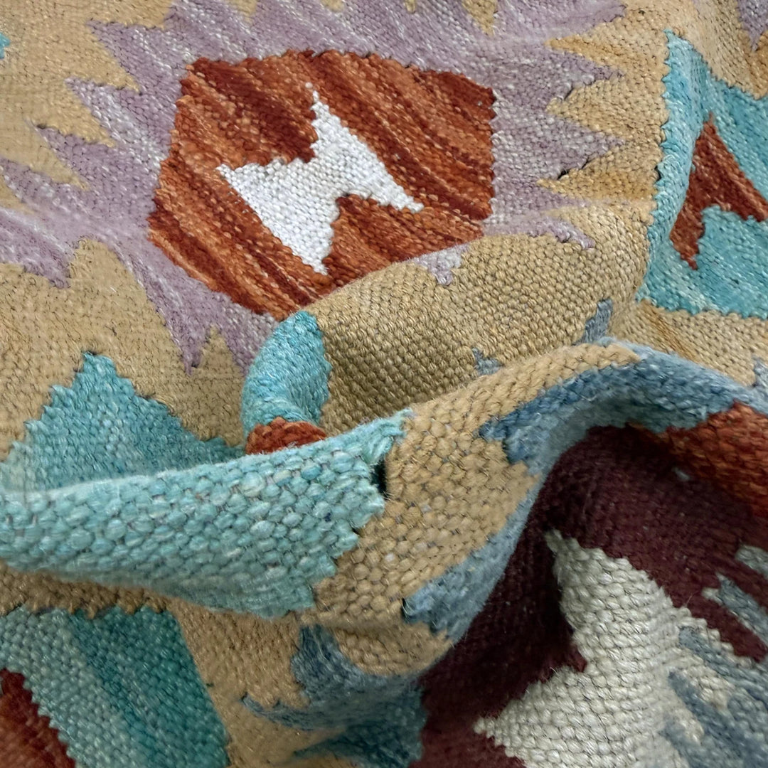 Afghan Vegetable Kilim Rug 2' 10" x 4' 2" Flat-Weave | No. AL981671