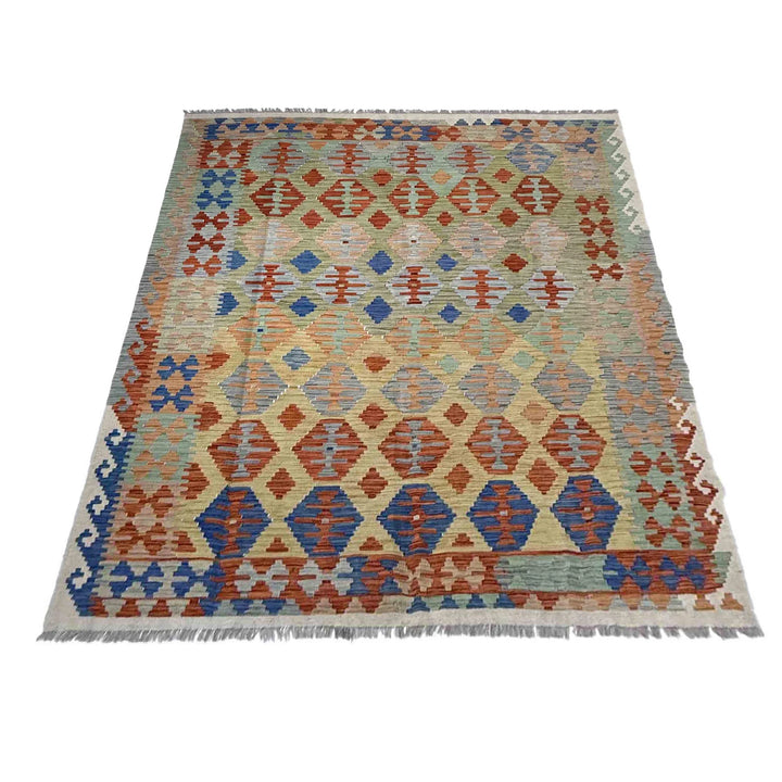Afghan Vegetable Kilim Rug 6' 2" x 7' 10" Flat-Weave | No. AL983999