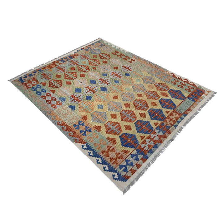 Afghan Vegetable Kilim Rug 6' 2" x 7' 10" Flat-Weave | No. AL983999