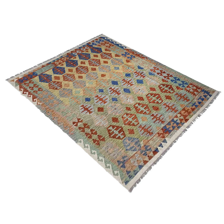 Afghan Vegetable Kilim Rug 6' 2" x 7' 10" Flat-Weave | No. AL983999