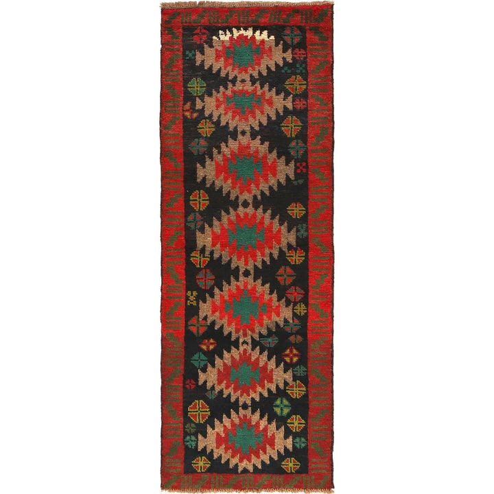 Black Afghan Baluchi Rug 2' 2" x 6' 2" Hand-Knotted | No. AL98429