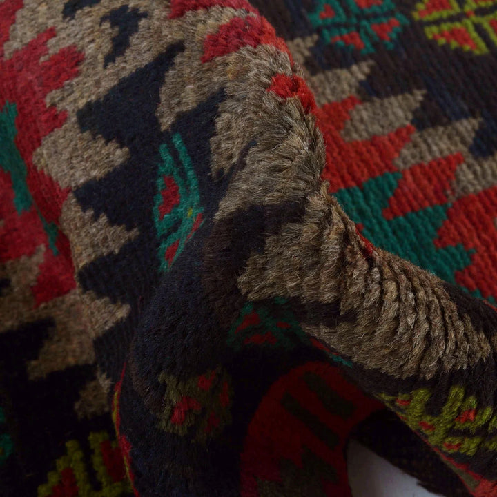 Black Afghan Baluchi Rug 2' 2" x 6' 2" Hand-Knotted | No. AL98429