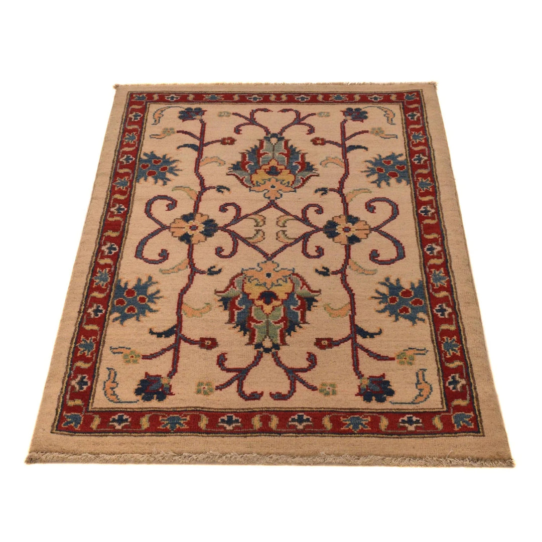 Beige Afghan Kazak Rug 2' 7" x 4' 0" Hand-Knotted | No. AL98470