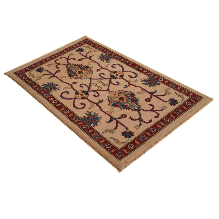 Beige Afghan Kazak Rug 2' 7" x 4' 0" Hand-Knotted | No. AL98470