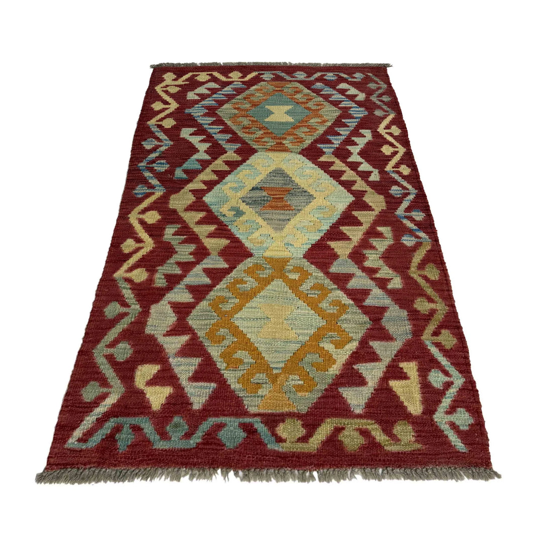 Afghan Vegetable Kilim Rug 2' 5" x 4' 2" Flat-Weave | No. AL985896