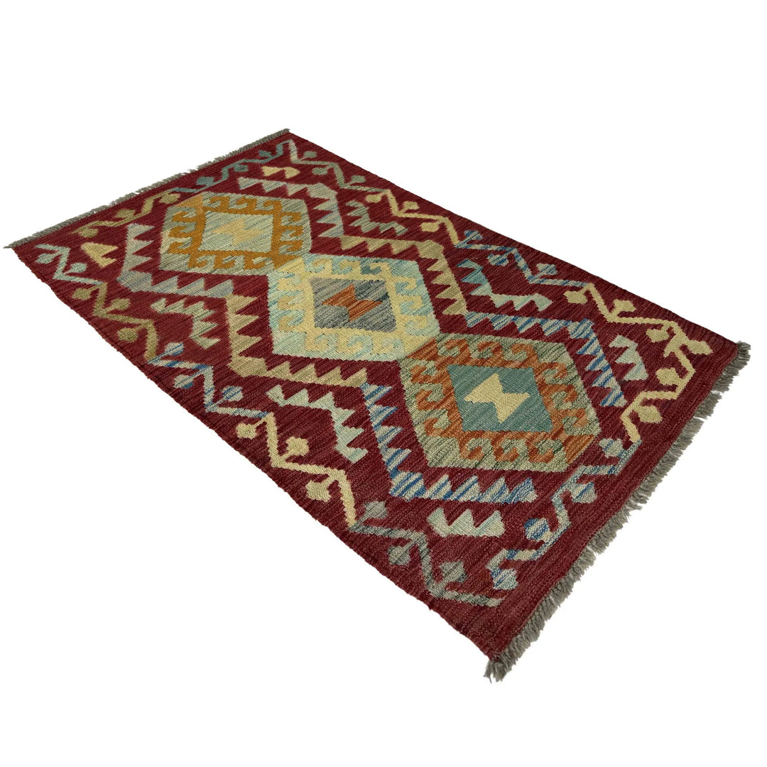 Afghan Vegetable Kilim Rug 2' 5" x 4' 2" Flat-Weave | No. AL985896