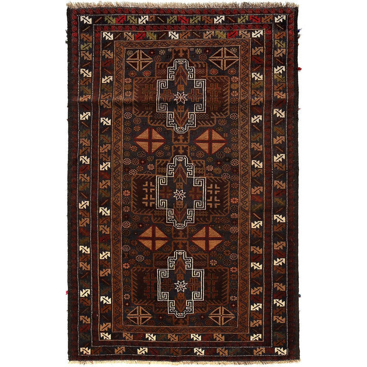 Afghan Baluchi Rug 4' 0" x 6' 1" Hand-Knotted | No. AL98627