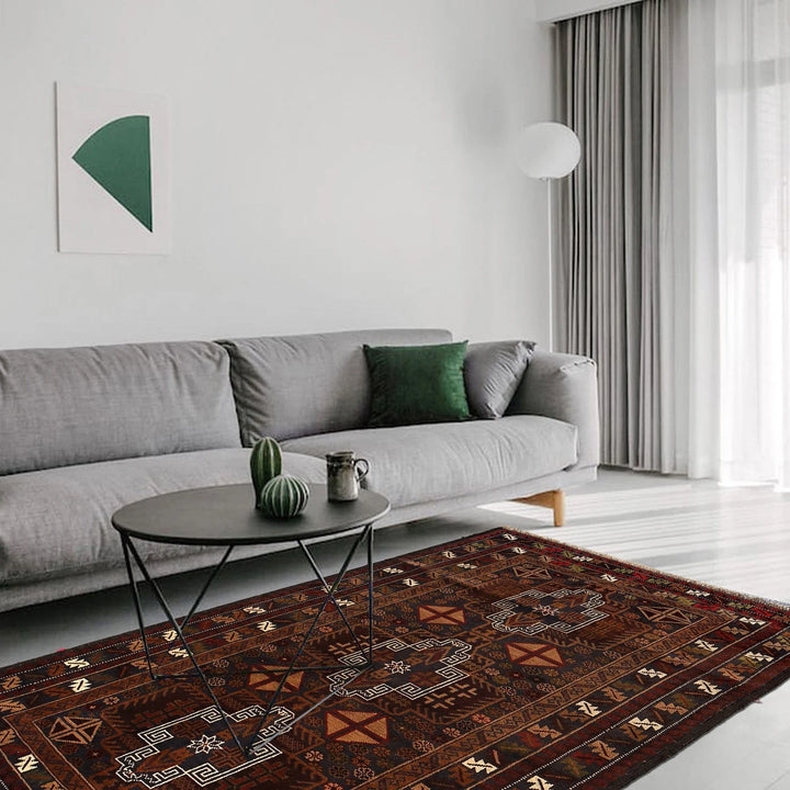 Afghan Baluchi Rug 4' 0" x 6' 1" Hand-Knotted | No. AL98627