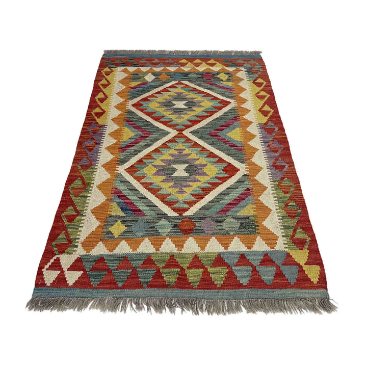Afghan Vegetable Kilim Rug 2'9" x 4'1" Flat-Weave | No. AL986762