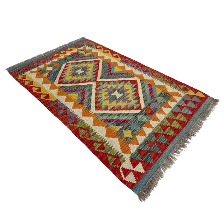 Afghan Vegetable Kilim Rug 2'9" x 4'1" Flat-Weave | No. AL986762