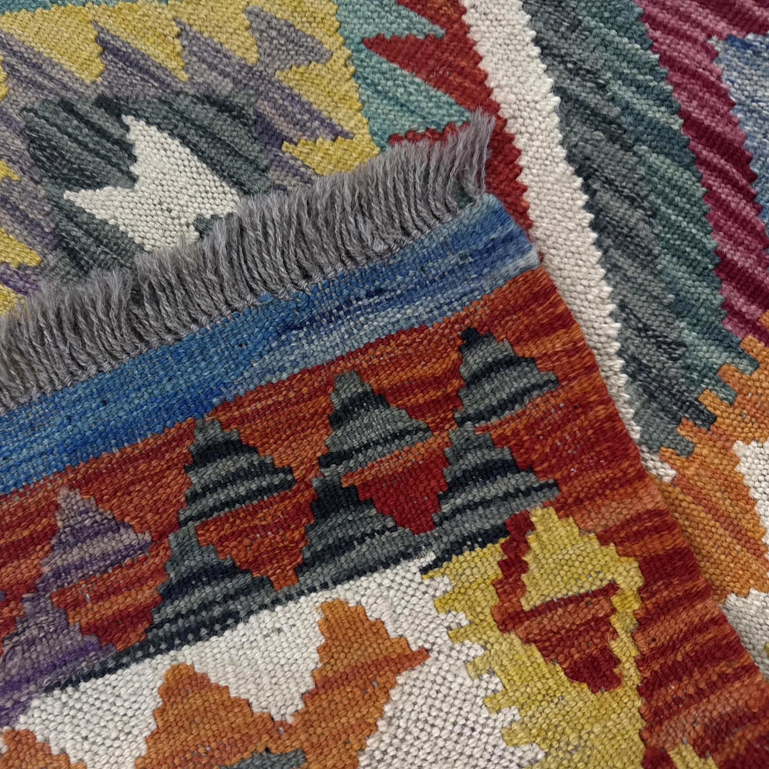 Afghan Vegetable Kilim Rug 2'9" x 4'1" Flat-Weave | No. AL986762