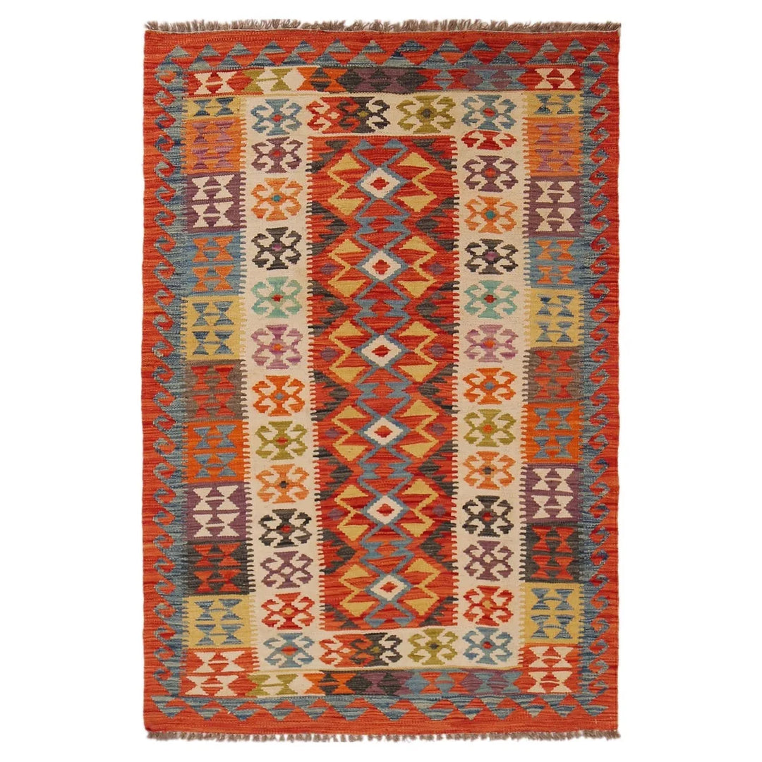 Afghan Kilim Rug 3' 6" x 5' 6" Flat-Weave | No. AL98717