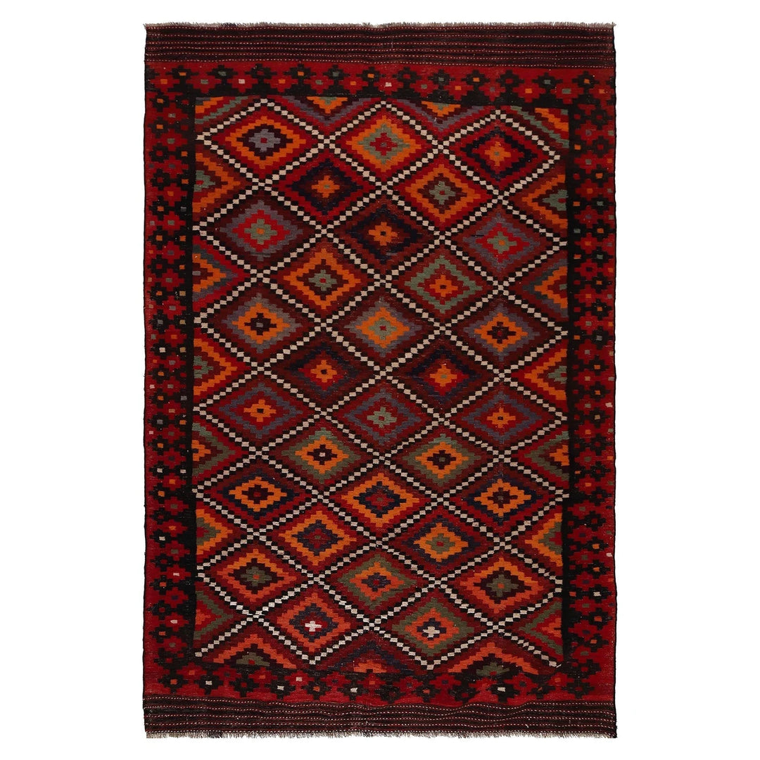 Afghan Maimana Kilim Rug 6'10" x 10'6" Flat-Weave | No. AL98739
