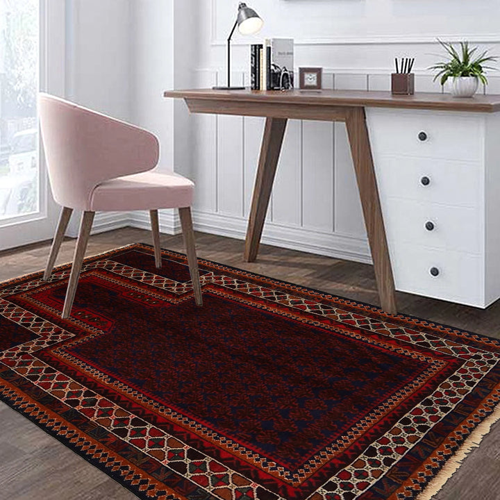 Afghan Prayer Rug 3' 1" x 4' 5" Hand-Knotted | No. AL98746