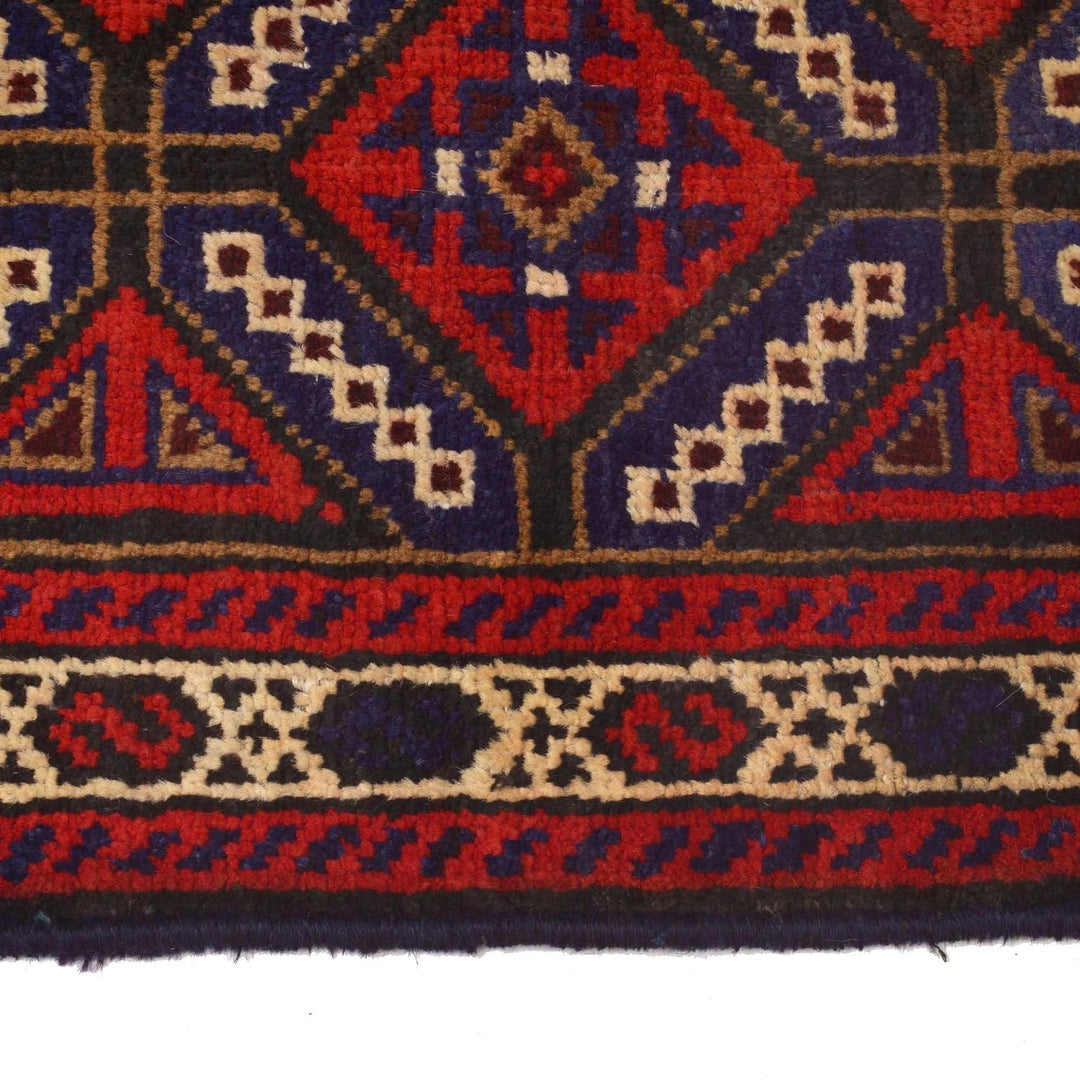 Afghan Baluchi Rug 2' 11" x 4' 5" Hand-Knotted | No. AL98823