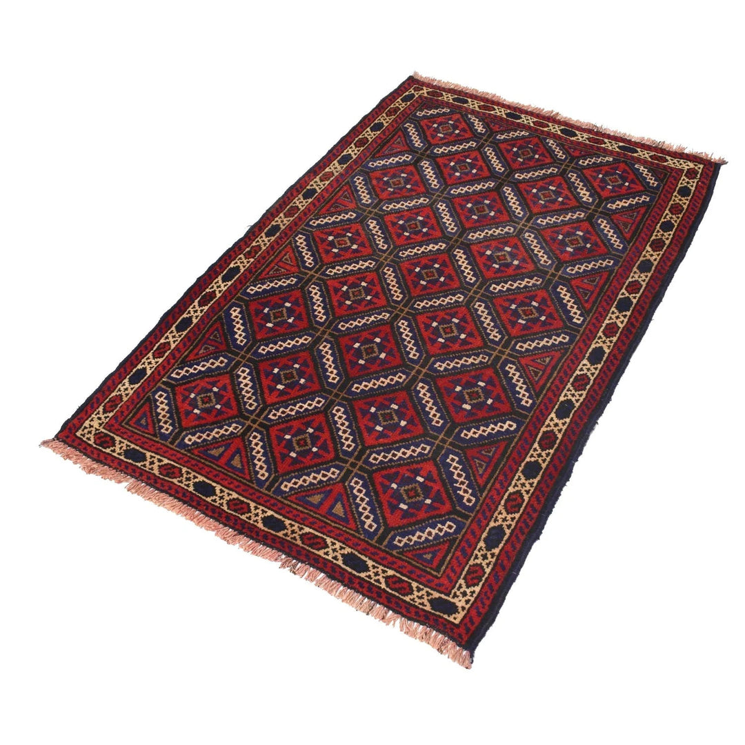 Afghan Baluchi Rug 2' 11" x 4' 5" Hand-Knotted | No. AL98823