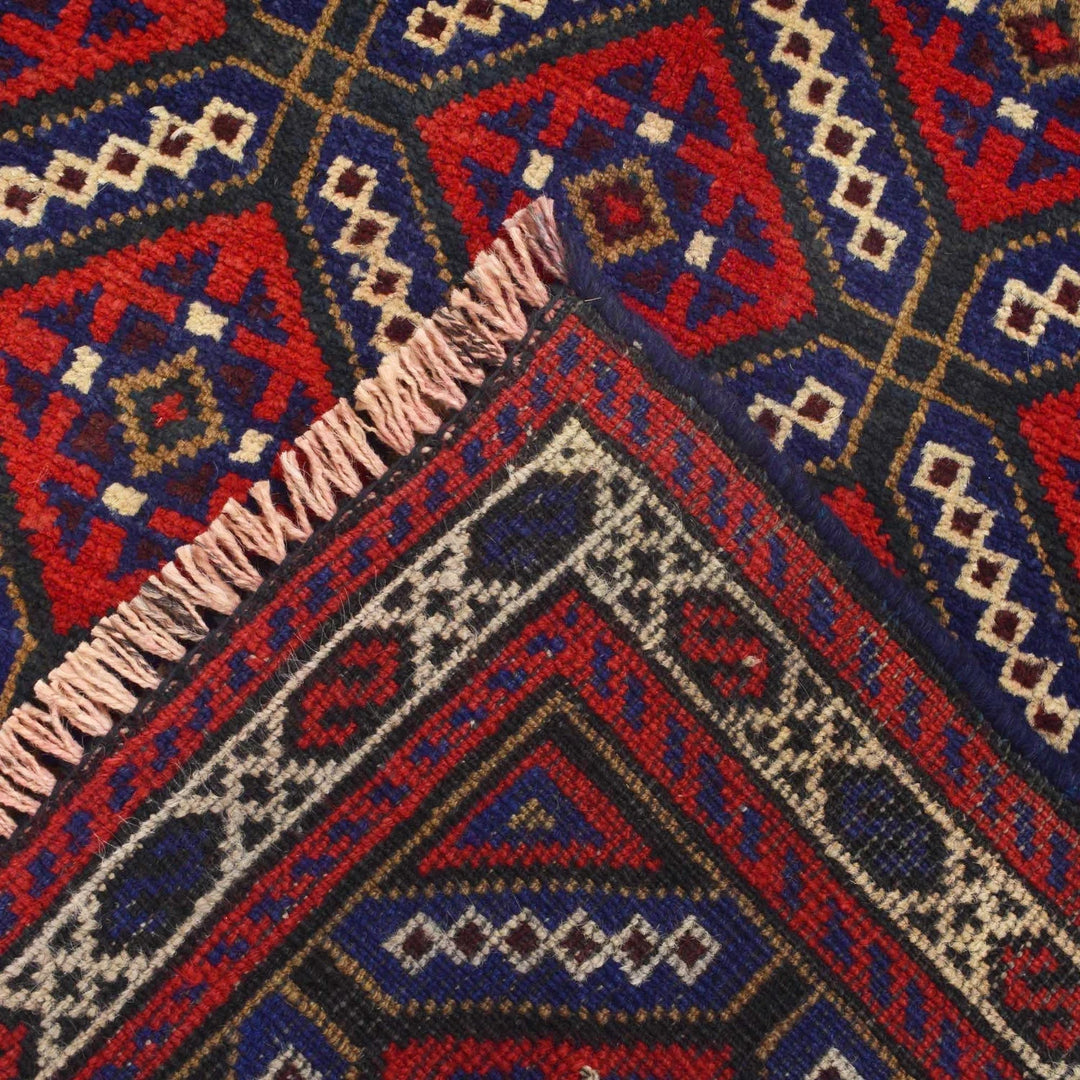 Afghan Baluchi Rug 2' 11" x 4' 5" Hand-Knotted | No. AL98823