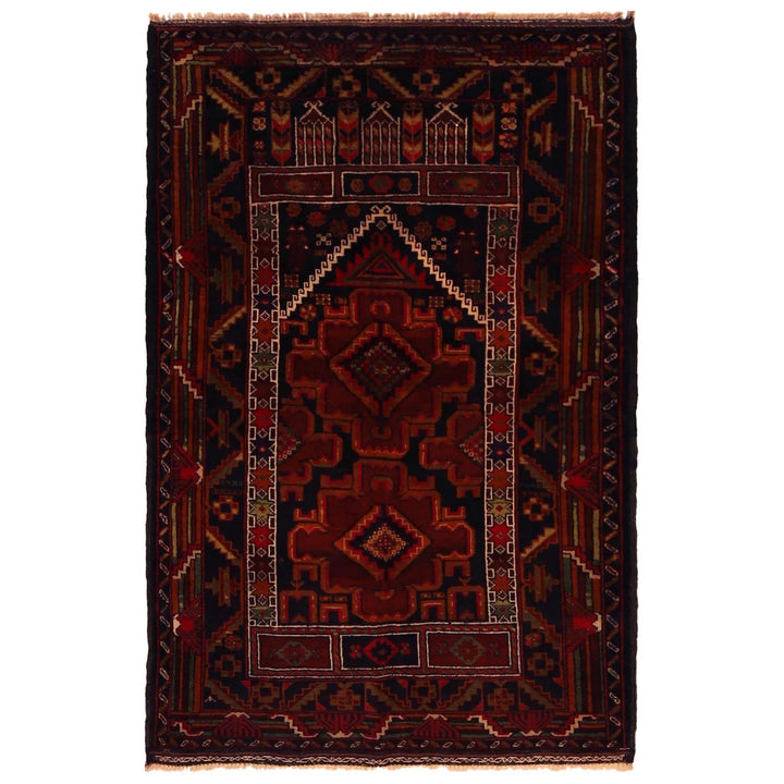 Afghan Prayer Rug 2' 10" x 4' 2" Hand-Knotted | No. AL98864
