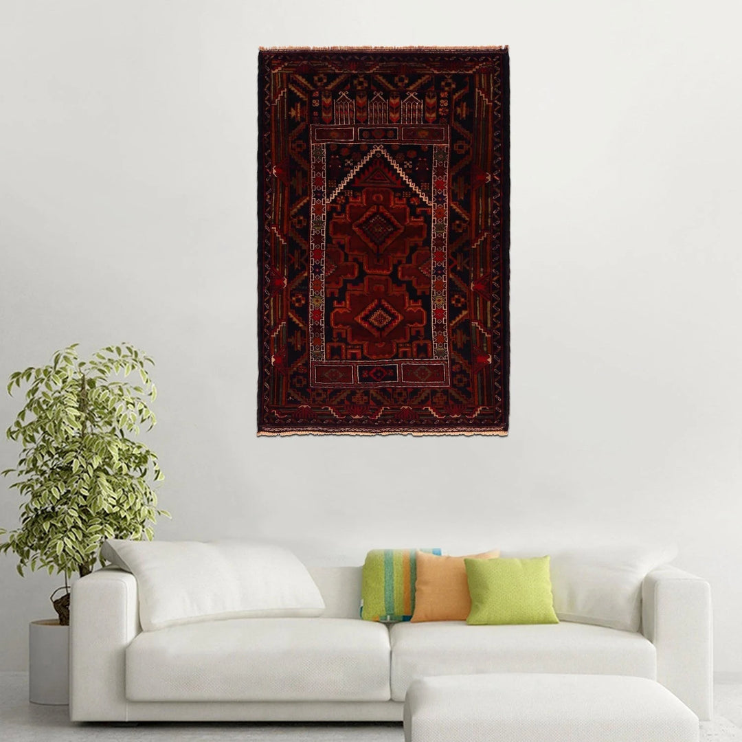Afghan Prayer Rug 2' 10" x 4' 2" Hand-Knotted | No. AL98864