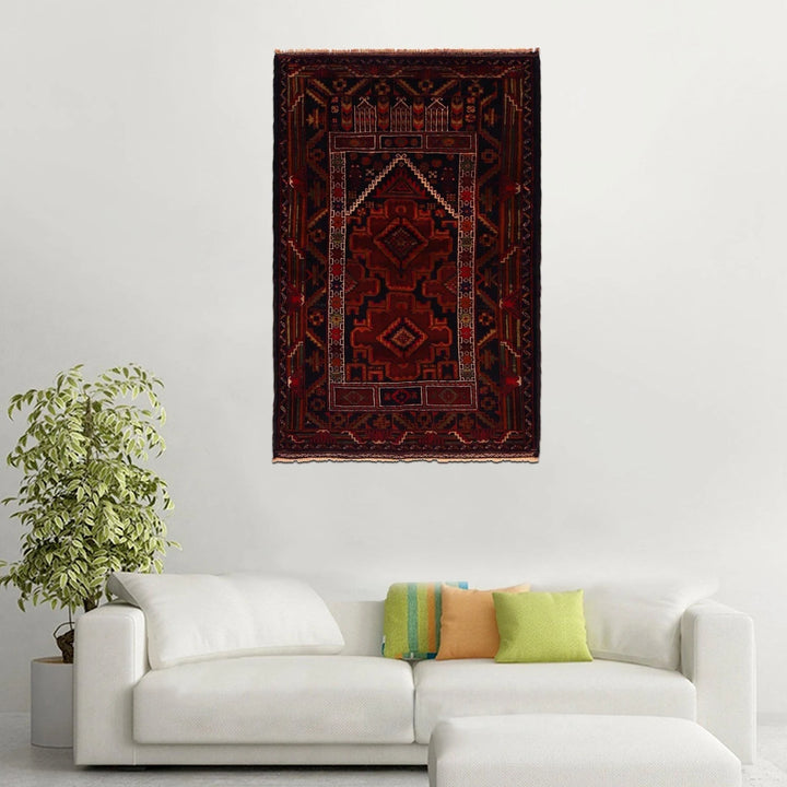 Afghan Prayer Rug 2' 10" x 4' 2" Hand-Knotted | No. AL98864