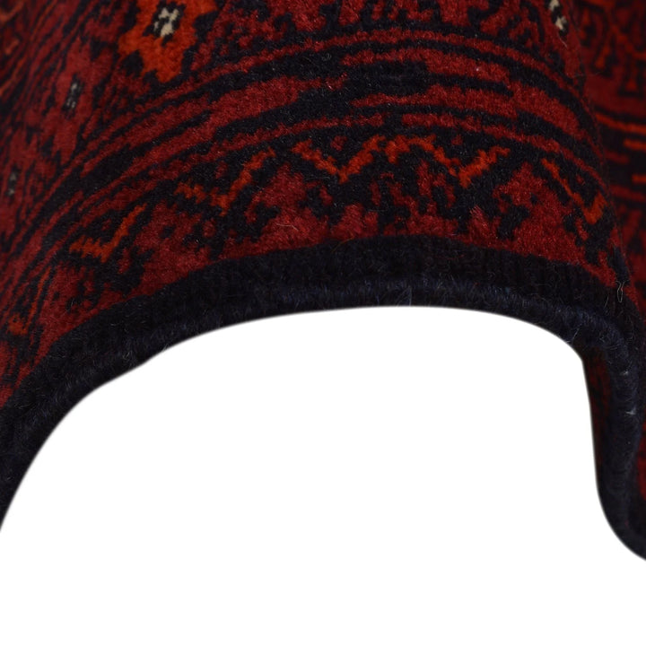 Red Afghan Bokhara Rug 3' 11" x 5' 11" Hand-Knotted | No. AL98916
