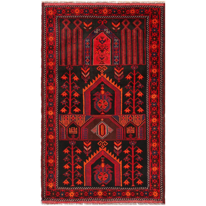 Afghan Prayer Rug 3' 3" x 5' 3" Hand-Knotted | No. AL99006